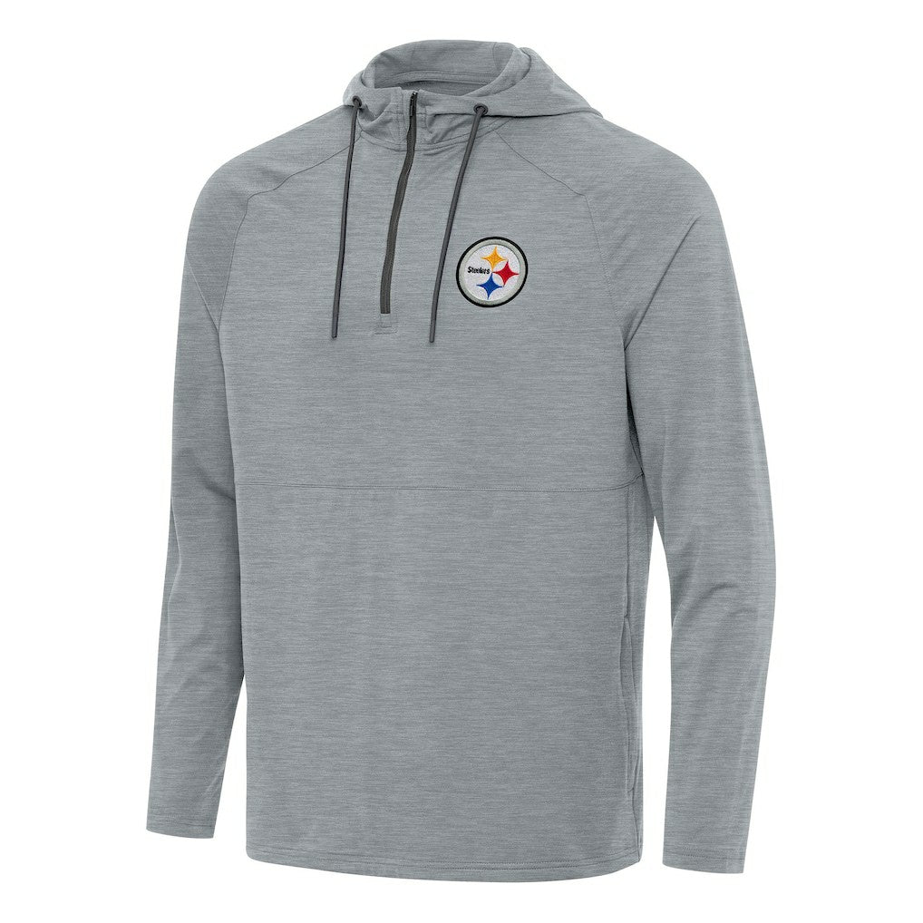 Pittsburgh Steelers Antigua Spikes Quarter-Zip Pullover Hoodie - Heather Gray cheap