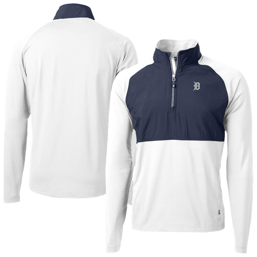 Detroit Tigers Cutter & Buck Adapt Eco Hybrid Raglan DryTec Quarter-Zip Jacket White