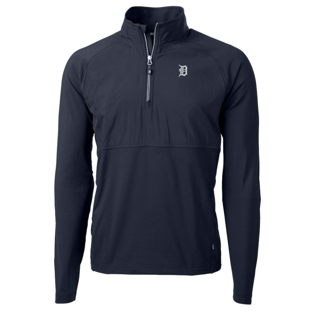 Detroit Tigers Cutter & Buck Adapt Eco Hybrid Raglan DryTec Quarter-Zip Jacket Navy