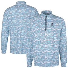 Detroit Tigers Cutter & Buck Traverse Eco Camo Tri-Blend DryTec Quarter-Zip Jacket Light Blue
