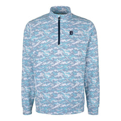 Detroit Tigers Cutter & Buck Traverse Eco Camo Tri-Blend DryTec Quarter-Zip Jacket Light Blue