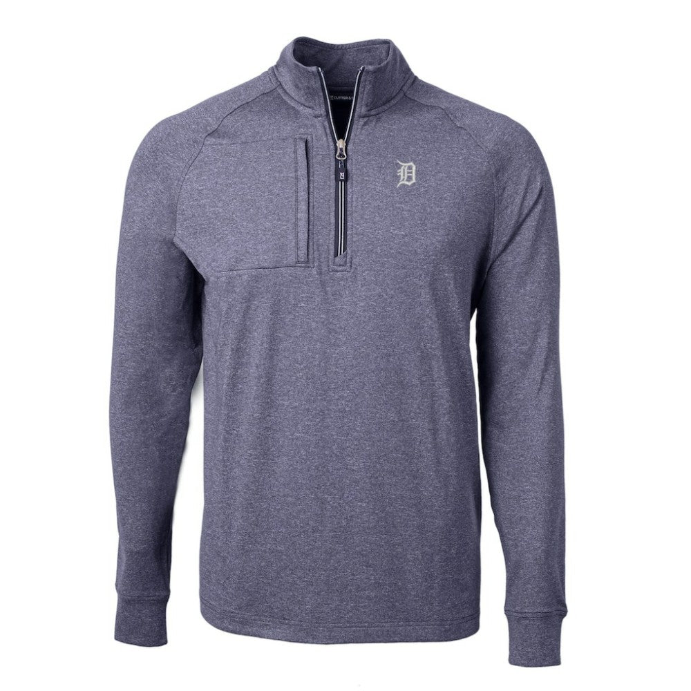 Detroit Tigers Cutter & Buck Adapt Eco Raglan Quarter-Zip Jacket Heather Navy