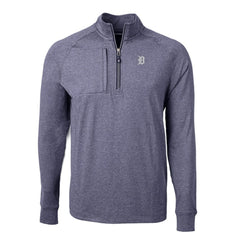 Detroit Tigers Cutter & Buck Adapt Eco Raglan Quarter-Zip Jacket Heather Navy