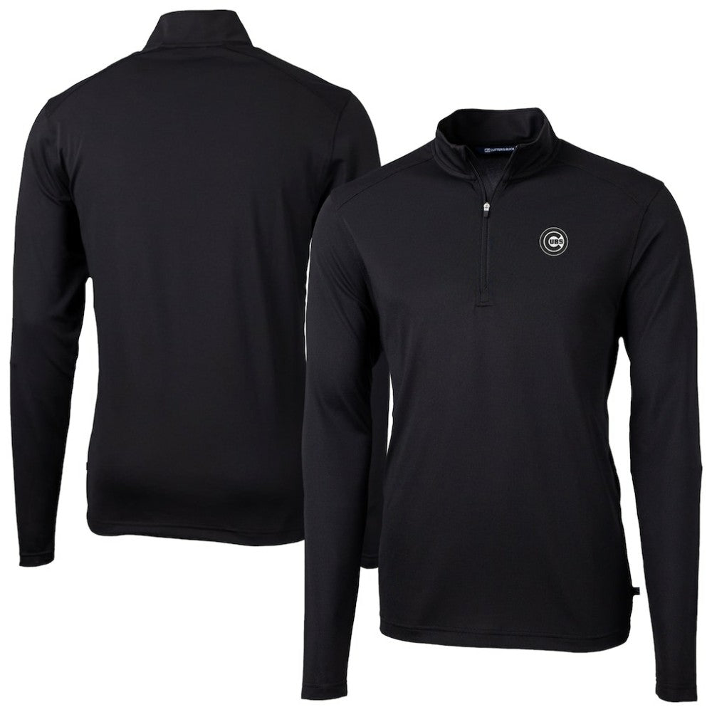 Chicago Cubs Cutter & Buck Virtue Eco Pique Quarter-Zip Jacket Black