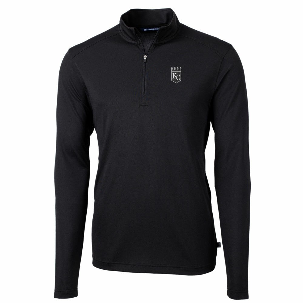 Kansas City Royals Cutter & Buck Virtue Eco Pique Quarter-Zip Jacket Black