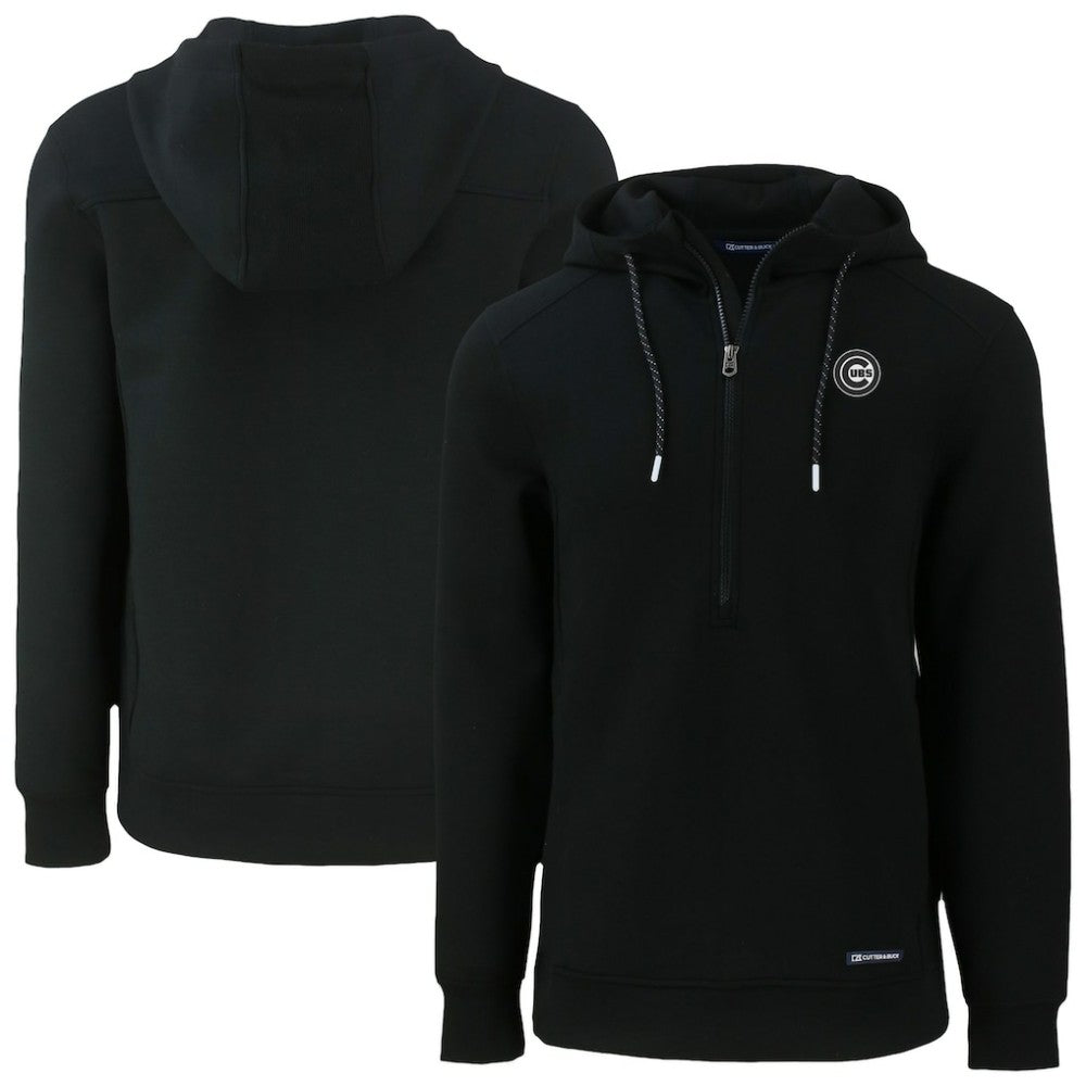 Chicago Cubs Cutter & Buck Roam Eco Recycled Half-Zip Pullover Hoodie Black
