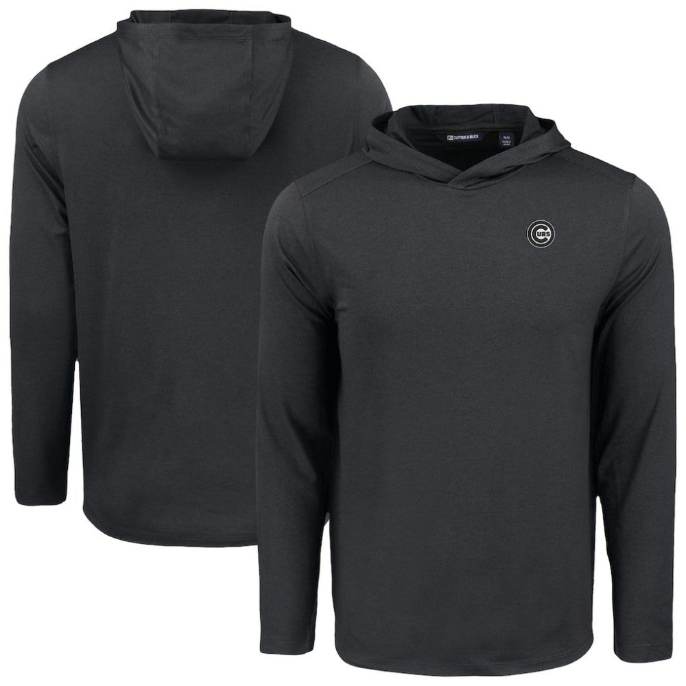 Chicago Cubs Cutter & Buck Coastline Epic Comfort Eco Recycled Long Sleeve Hoodie T-Shirt Black