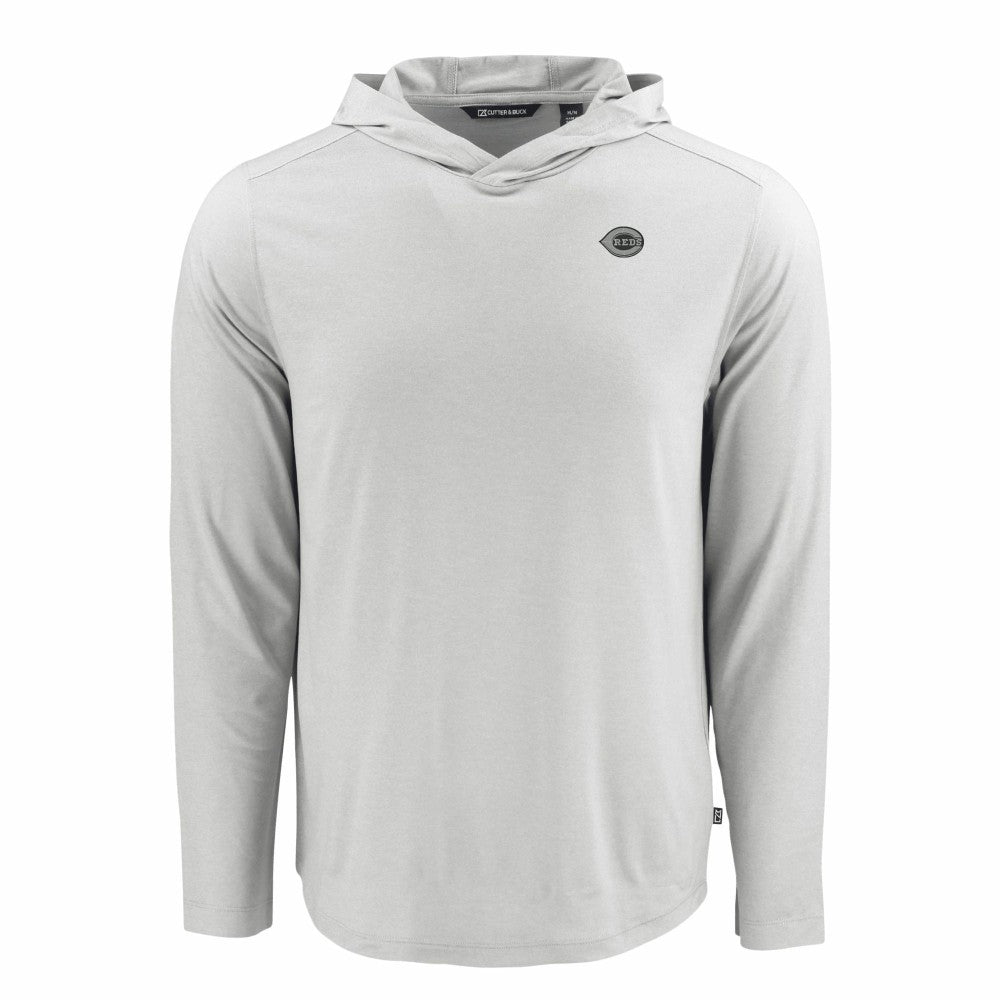 Cincinnati Reds Cutter & Buck Coastline Epic Comfort Eco Recycled Long Sleeve Hoodie T-Shirt Gray