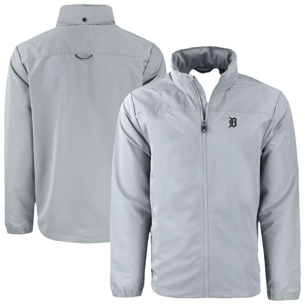 Detroit Tigers Cutter & Buck Charter Eco Recycled Full-Zip Hoodie Jacket Gray