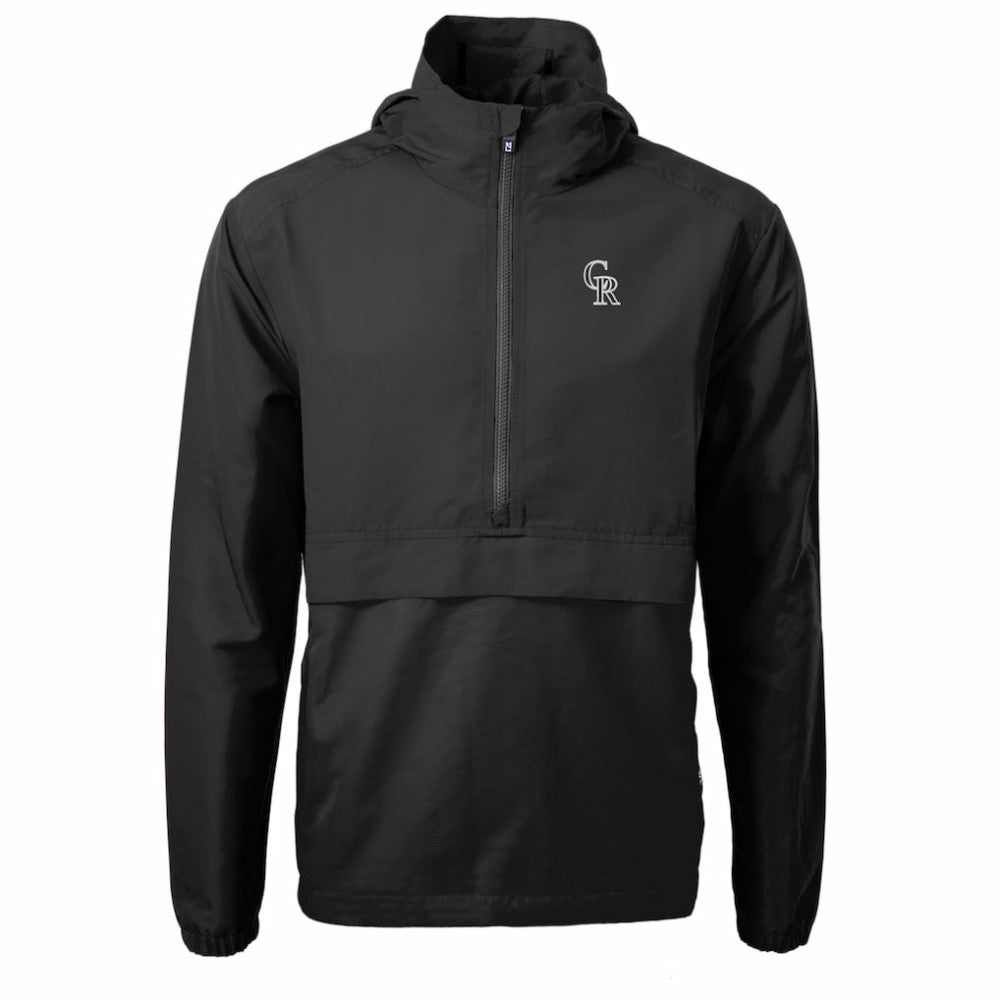 Colorado Rockies Cutter & Buck Charter Eco Recycled Anorak Half-Zip Hoodie Jacket Black
