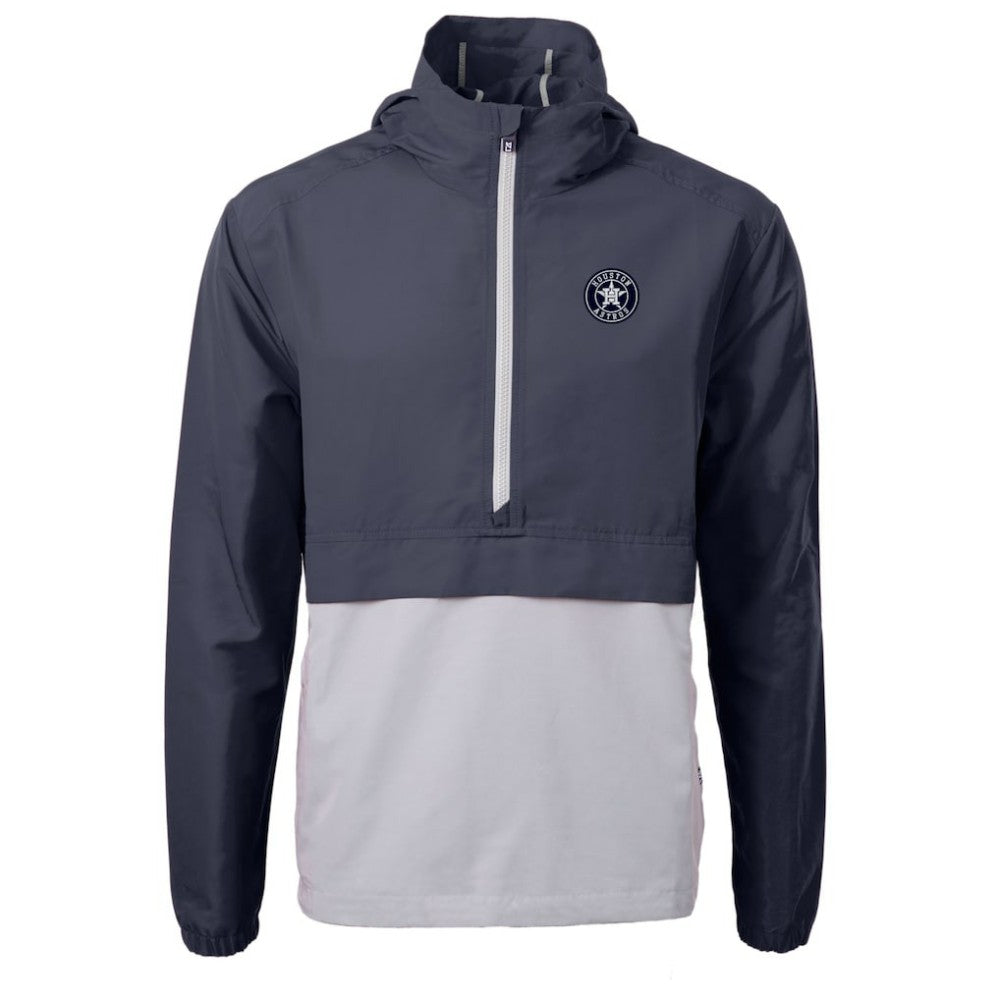 Houston Astros Cutter & Buck Charter Eco Recycled Anorak Half-Zip Hoodie Jacket Navy/Gray