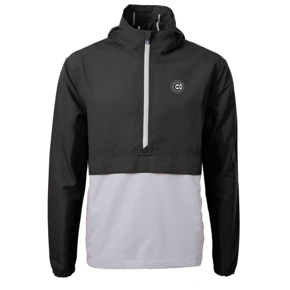 Chicago Cubs Cutter & Buck Charter Eco Recycled Anorak Half-Zip Hoodie Jacket Black/Gray