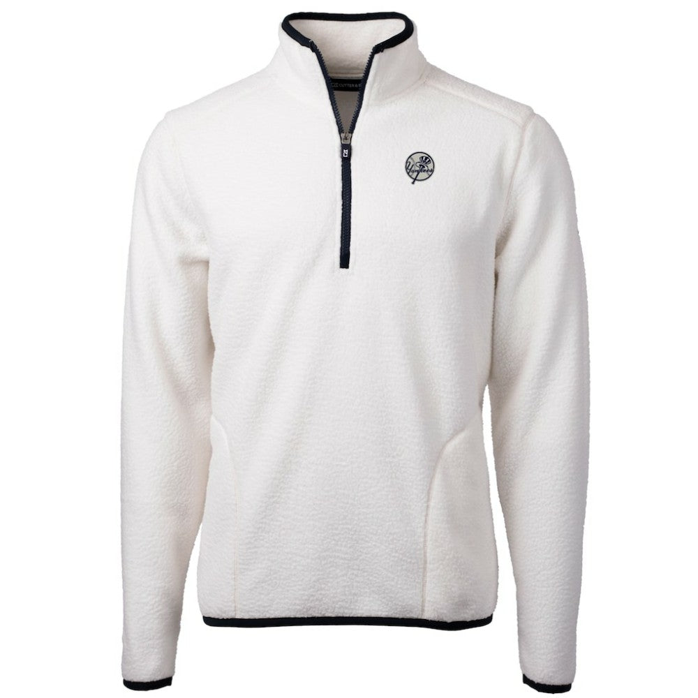 New York Yankees Cutter & Buck Cascade Eco Fleece Quarter-Zip Jacket Oatmeal