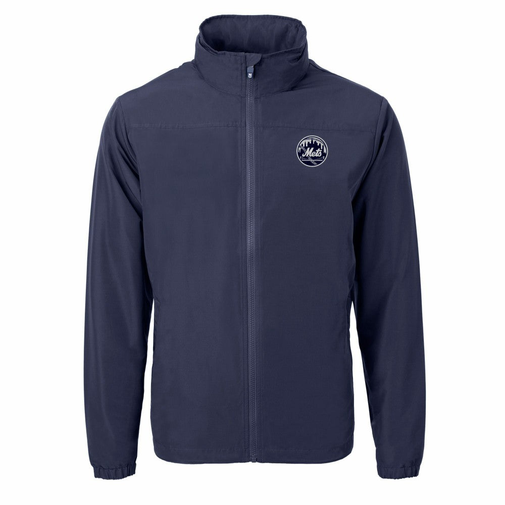 New York Mets Cutter & Buck Charter Eco Recycled Full-Zip Hoodie Jacket Navy