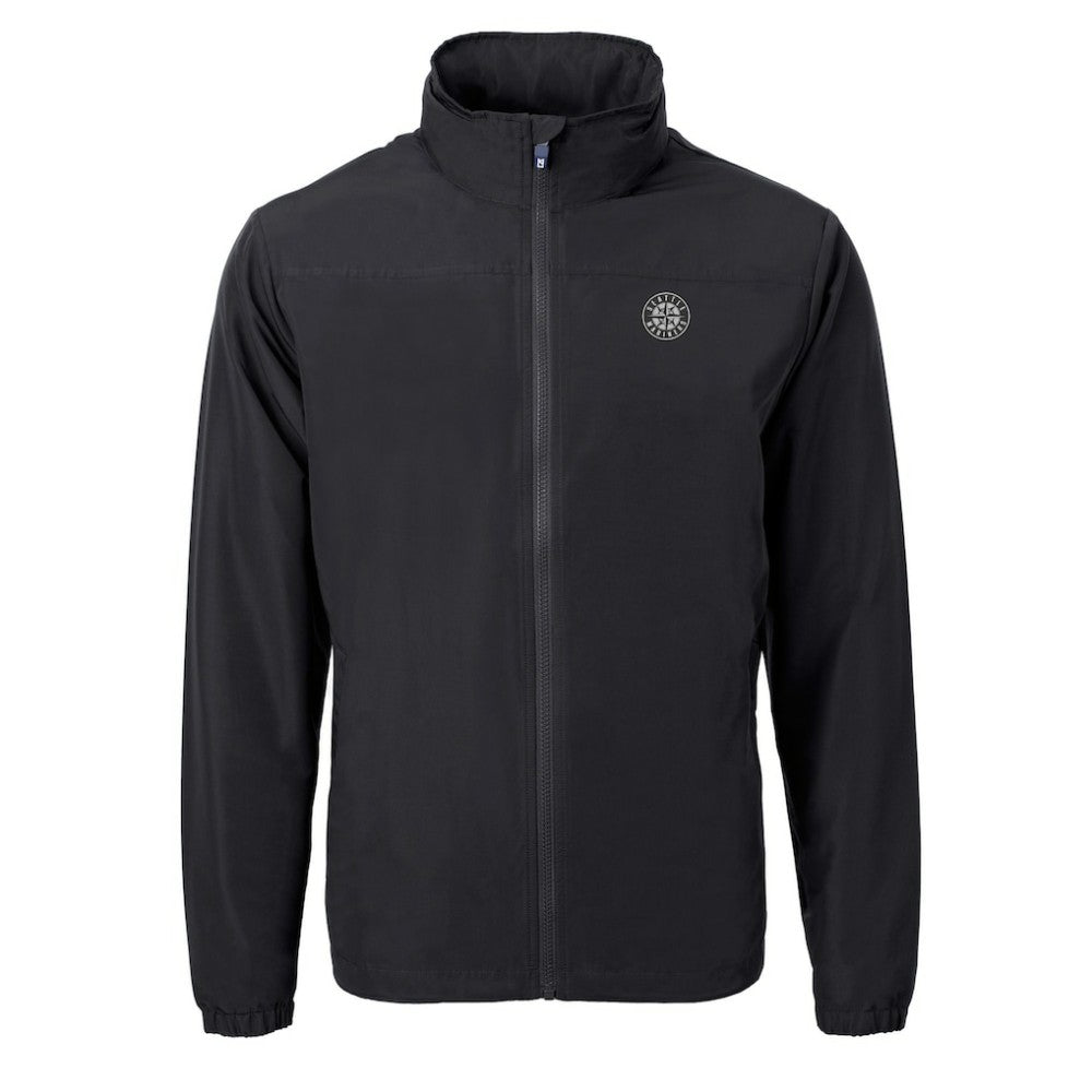 Seattle Mariners Cutter & Buck Charter Eco Recycled Full-Zip Hoodie Jacket Black