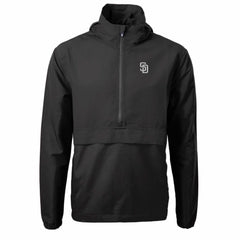 San Diego Padres Cutter & Buck Charter Eco Recycled Anorak Half-Zip Hoodie Jacket Black