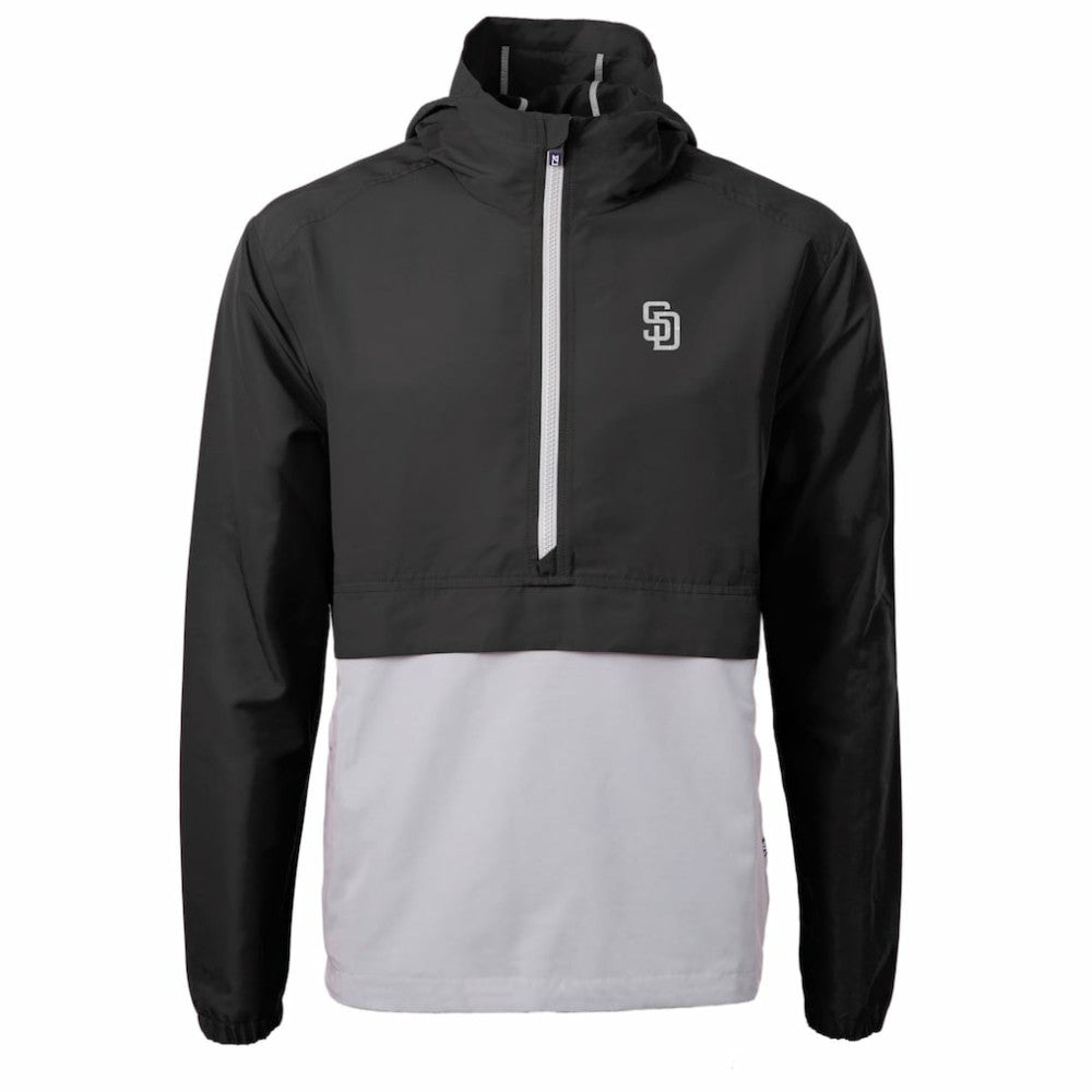 San Diego Padres Cutter & Buck Charter Eco Recycled Anorak Half-Zip Hoodie Jacket Black