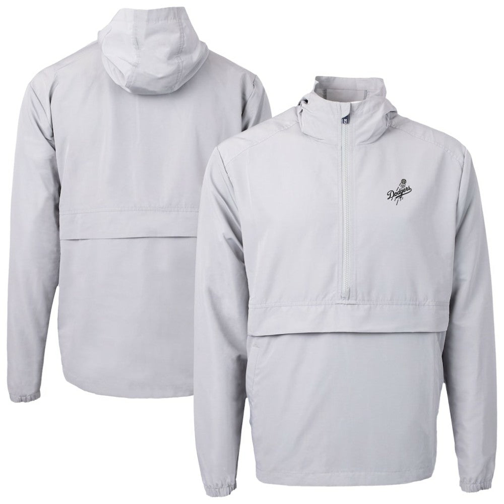 Los Angeles Dodgers Cutter & Buck Charter Eco Recycled Anorak Half-Zip Hoodie Jacket Gray