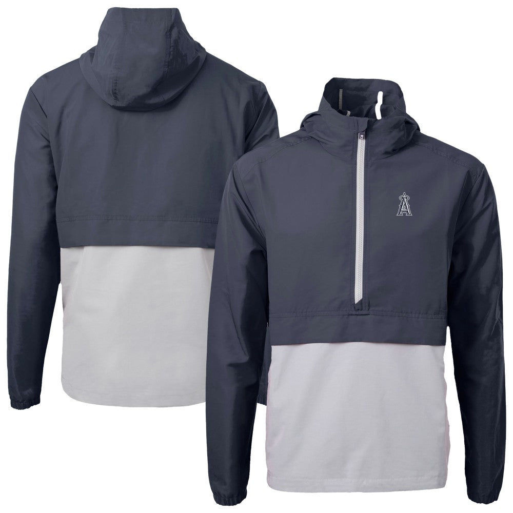Los Angeles Angels Cutter & Buck Charter Eco Recycled Anorak Half-Zip Hoodie Jacket Navy/Gray