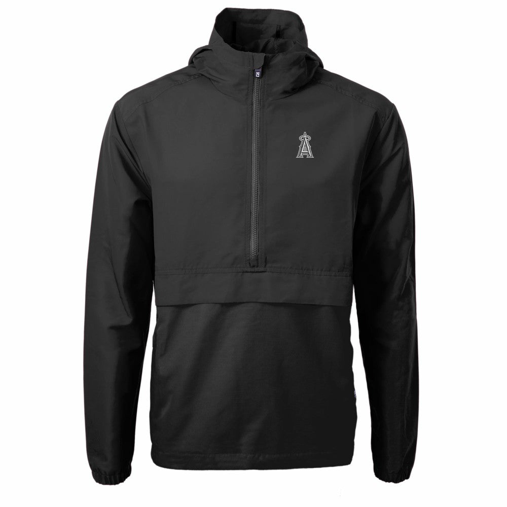 Los Angeles Angels Cutter & Buck Charter Eco Recycled Anorak Half-Zip Hoodie Jacket Black