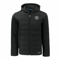 New York Mets Cutter & Buck Evoke Hybrid Eco Softshell Recycled Full-Zip Hooded Jacket Black