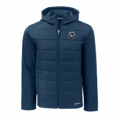 New York Mets Cutter & Buck Evoke Hybrid Eco Softshell Recycled Full-Zip Hooded Jacket Navy
