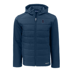 Los Angeles Angels Cutter & Buck Evoke Hybrid Eco Softshell Recycled Full-Zip Hooded Jacket Navy