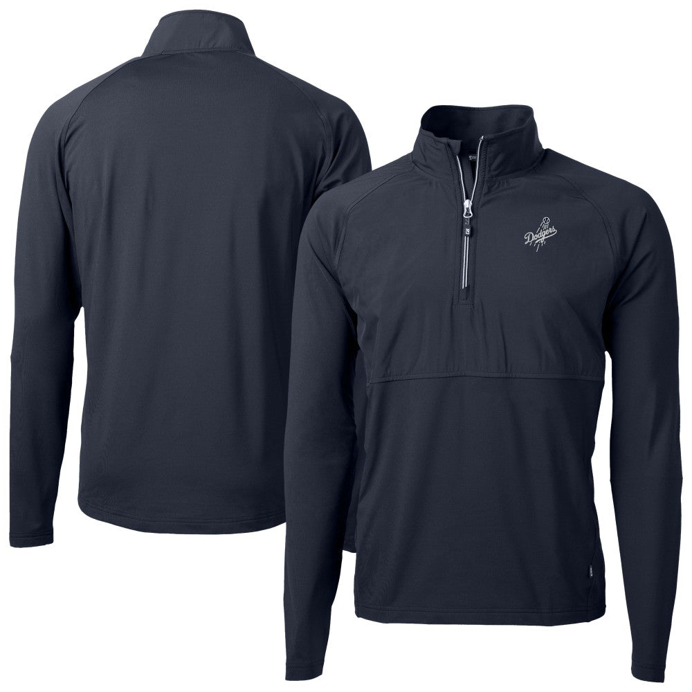 Los Angeles Dodgers Cutter & Buck Adapt Eco Hybrid Raglan DryTec Quarter-Zip Jacket Navy
