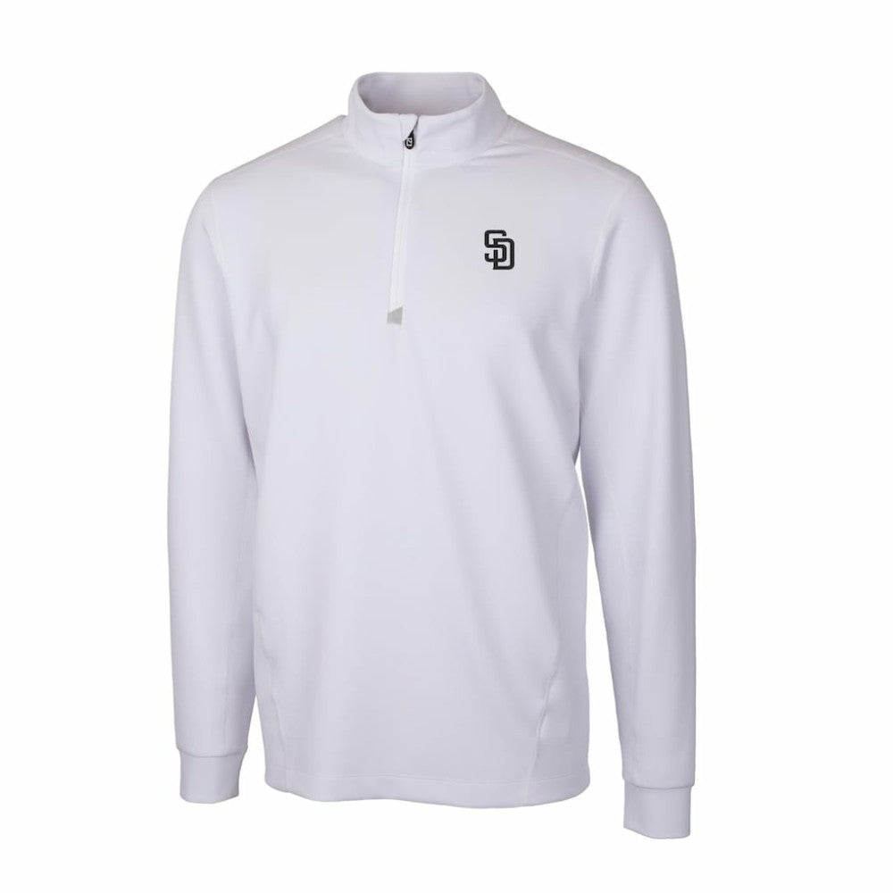 San Diego Padres Cutter & Buck Traverse Eco Tri-Blend DryTec Quarter-Zip Jacket White