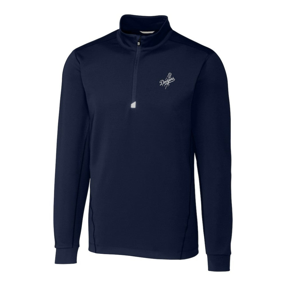 Los Angeles Dodgers Cutter & Buck Traverse Eco Tri-Blend DryTec Quarter-Zip Jacket Navy