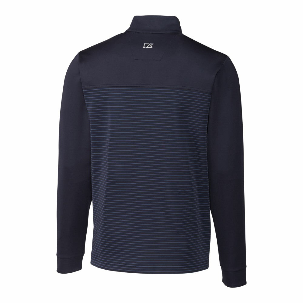 New York Mets Cutter & Buck Traverse Eco Stripe Tri-Blend DryTec Quarter-Zip Jacket Navy
