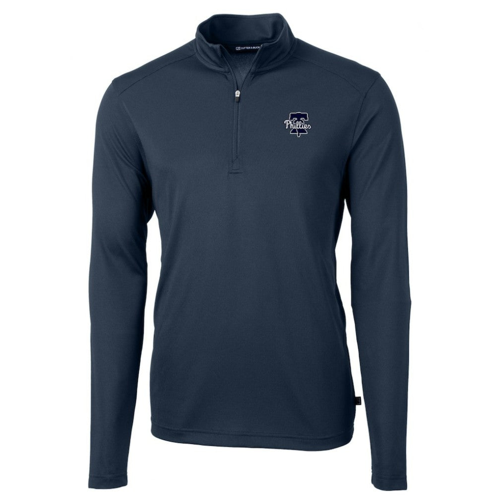 Philadelphia Phillies Cutter & Buck Virtue Eco Pique Quarter-Zip Jacket Navy