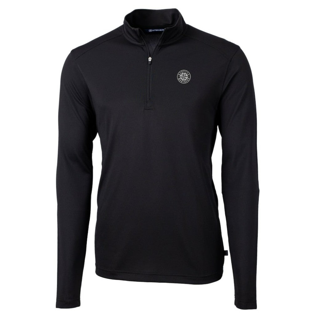 Seattle Mariners Cutter & Buck Virtue Eco Pique Quarter-Zip Jacket Black