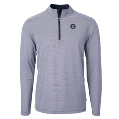 Seattle Mariners Cutter & Buck Virtue Eco Pique Micro Stripe Quarter-Zip Jacket Navy