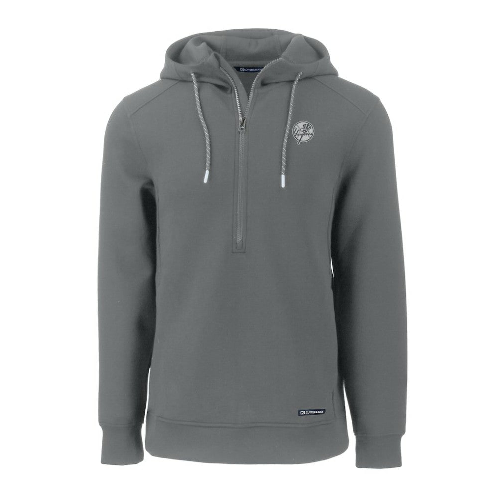 New York Yankees Cutter & Buck Roam Eco Recycled Tri-Blend Half-Zip Hoodie Gray