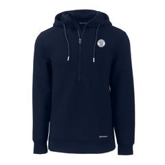 Milwaukee Brewers Cutter & Buck Roam Eco Recycled Tri-Blend Half-Zip Hoodie Navy