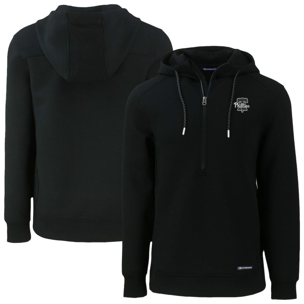 Philadelphia Phillies Cutter & Buck Roam Eco Recycled Tri-Blend Half-Zip Hoodie Black