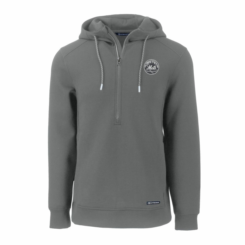 New York Mets Cutter & Buck Roam Eco Recycled Tri-Blend Half-Zip Hoodie Gray