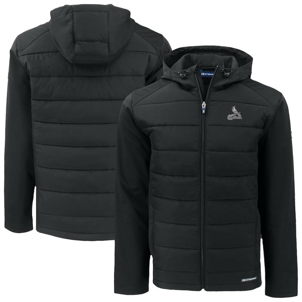 St. Louis Cardinals Cutter & Buck Evoke Hybrid Eco Softshell Recycled Full-Zip Hoodie Jacket Black
