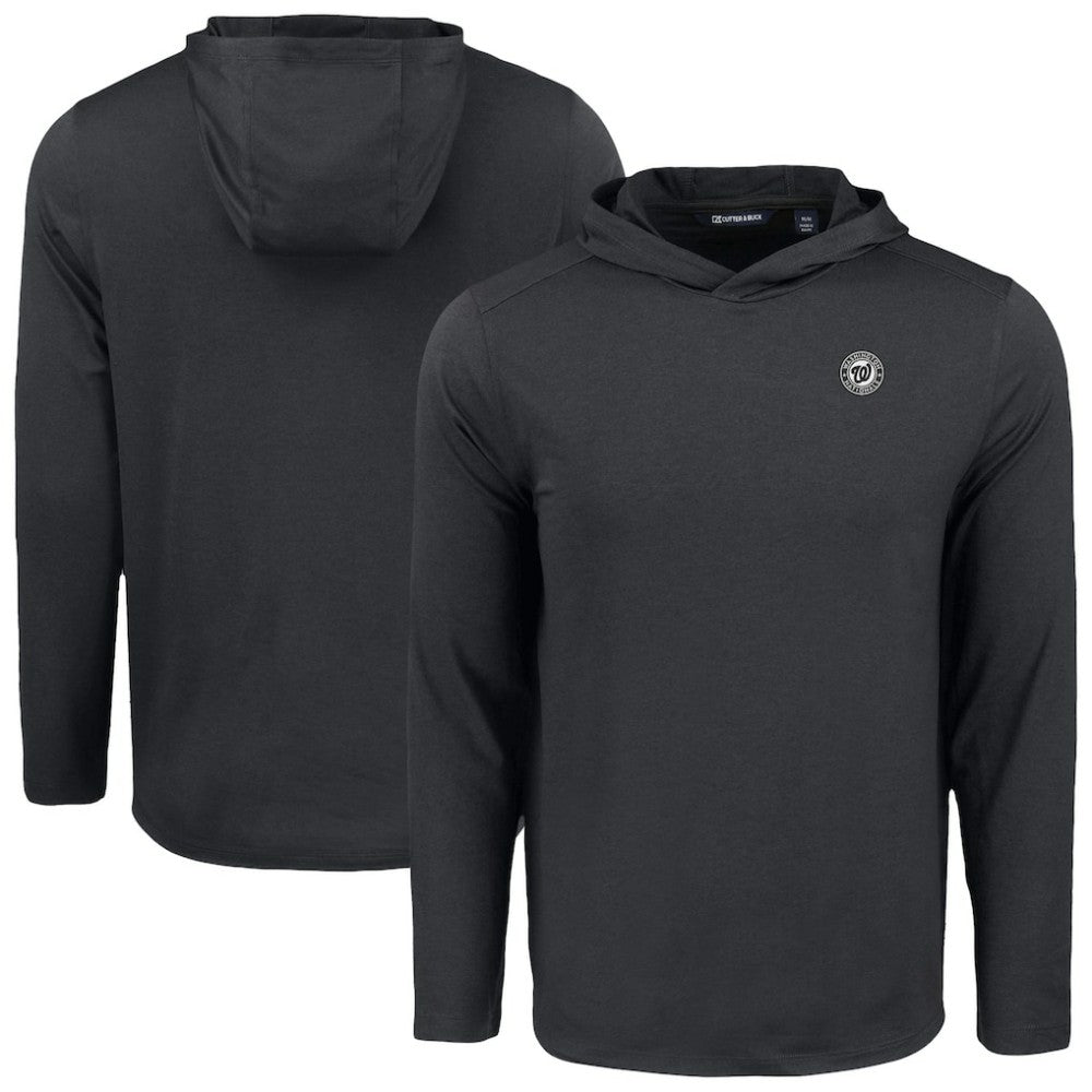 Washington Nationals Cutter & Buck Coastline Epic Comfort Eco Recycled Long Sleeve Hoodie T-Shirt Black