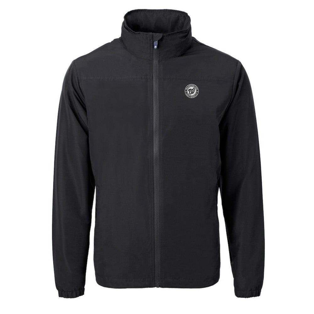 Washington Nationals Cutter & Buck Charter Eco Recycled Full-Zip Hoodie Jacket Black