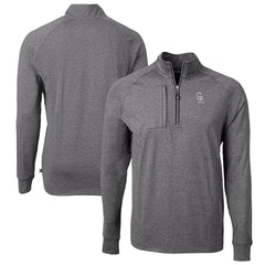 Colorado Rockies Cutter & Buck Big & Tall Adapt Eco Raglan Quarter-Zip Jacket Heather Black
