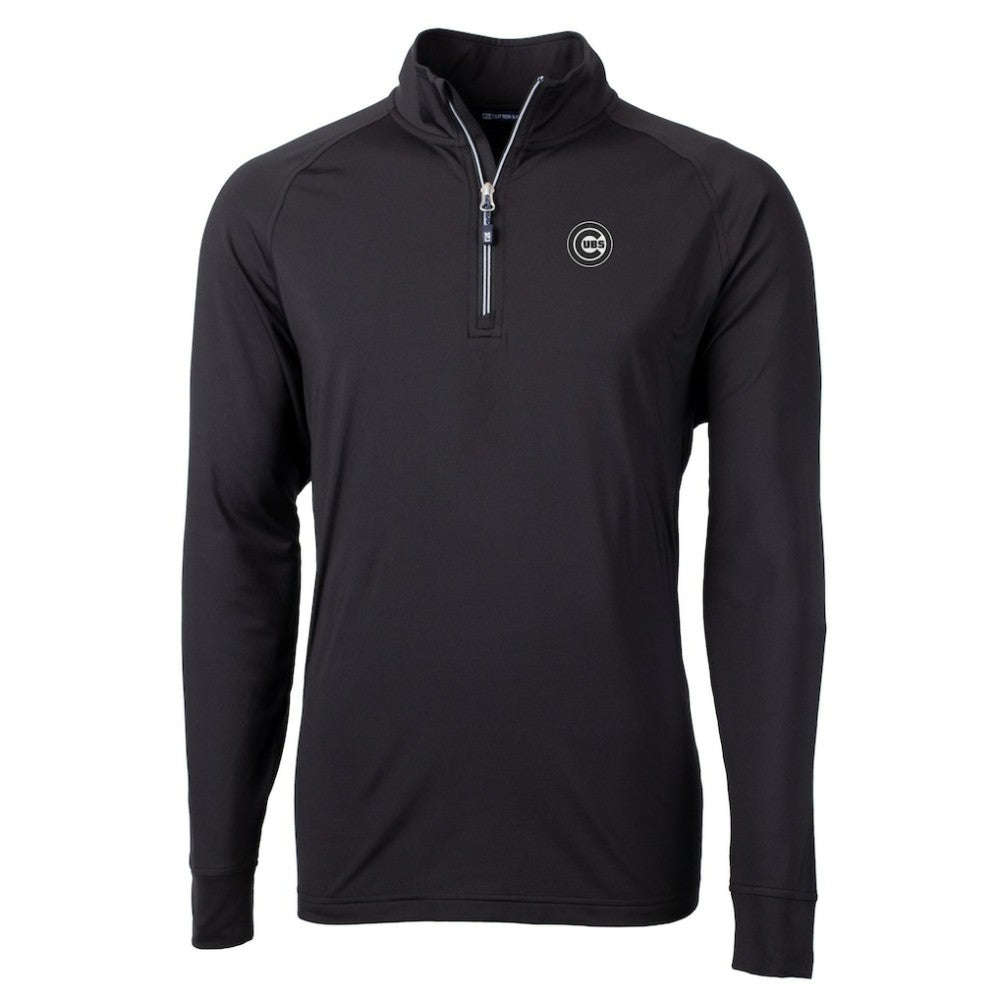 Chicago Cubs Cutter & Buck Big & Tall Adapt Eco DryTec Raglan Quarter-Zip Jacket Black