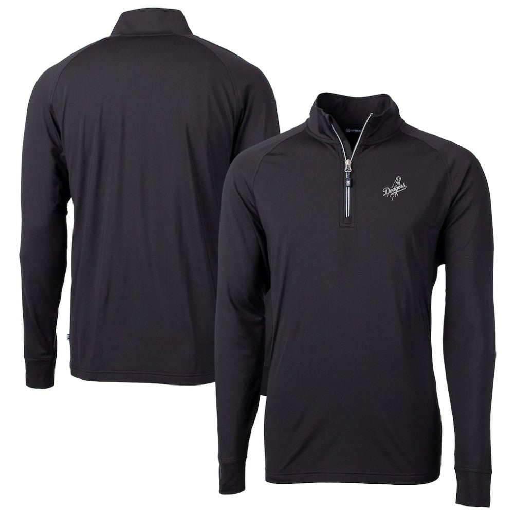 Los Angeles Dodgers Cutter & Buck Big & Tall Adapt Eco DryTec Raglan Quarter-Zip Jacket Black