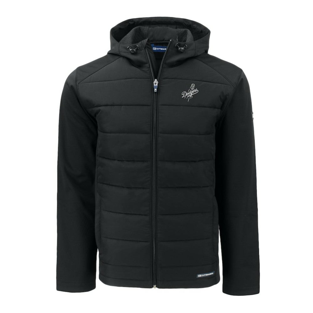 Los Angeles Dodgers Cutter & Buck Big & Tall Evoke Hybrid Eco Softshell Recycled Full-Zip Hooded PrimaLoft Jacket Black