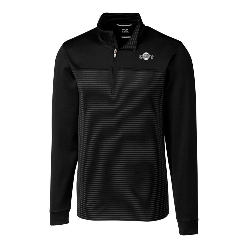 San Francisco Giants Cutter & Buck Big & Tall Traverse Stretch Stripe Eco Tri-Blend Quarter-Zip Top Black