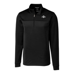 San Francisco Giants Cutter & Buck Big & Tall Traverse Stretch Stripe Eco Tri-Blend Quarter-Zip Top Black
