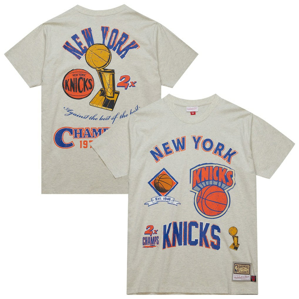 New York Knicks Hardwood Classics Legacy Defined Retro Championship T-Shirt - Oatmeal for sale