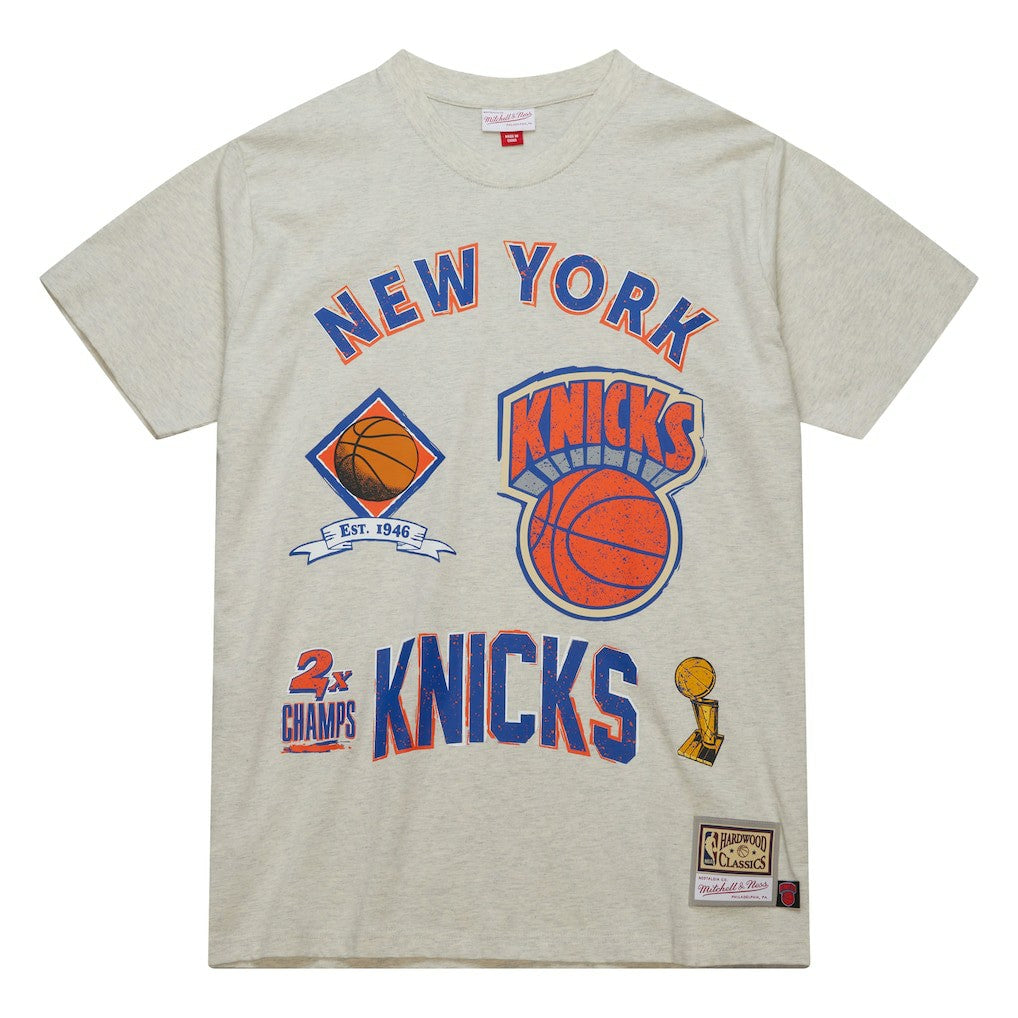 New York Knicks Hardwood Classics Legacy Defined Retro Championship T-Shirt - Oatmeal for sale