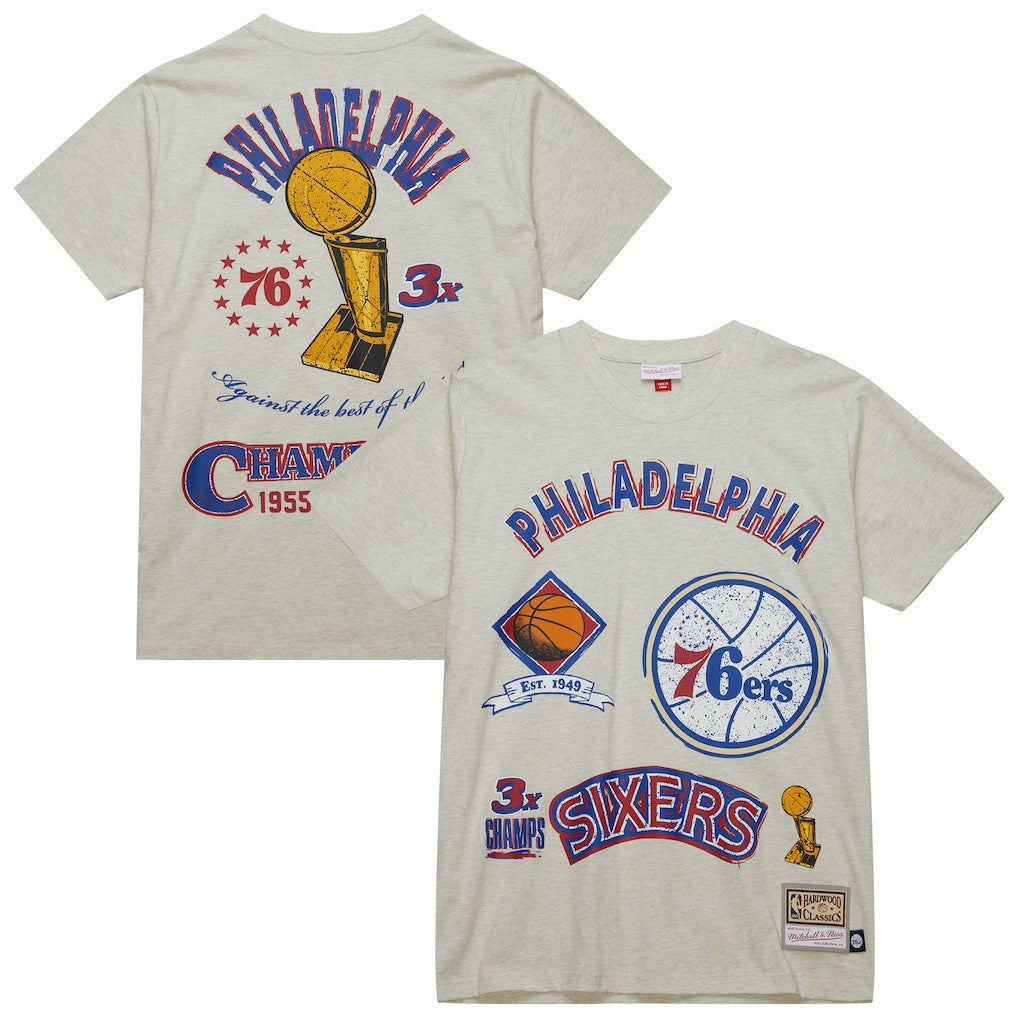 Philadelphia 76ers Hardwood Classics Legacy Defined Retro Championship T-Shirt - Oatmeal sale